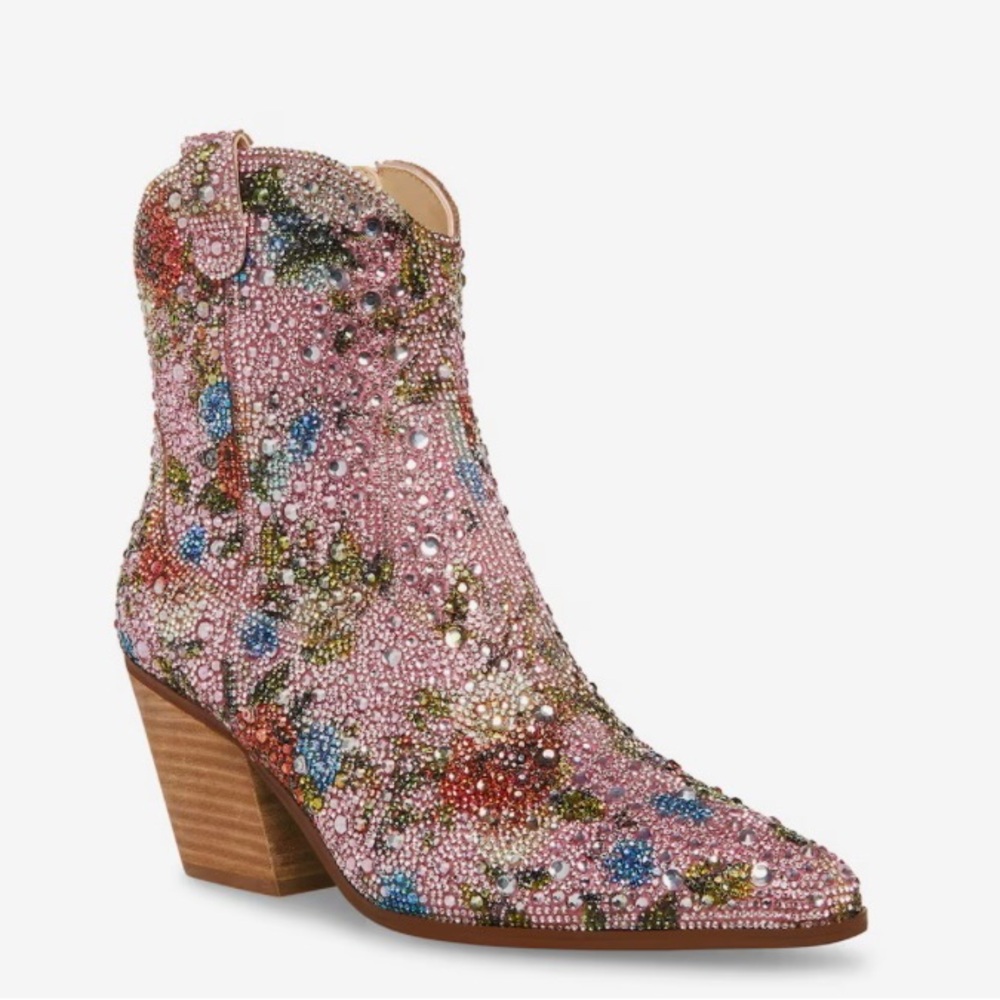 NEW, Betsey Johnson Emory Rhinestone Western Boots 👢